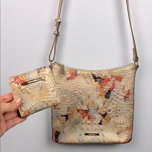 Brahmin Neutral Multi-Tone Croc Embossed Crossbody with Coin Pouch
